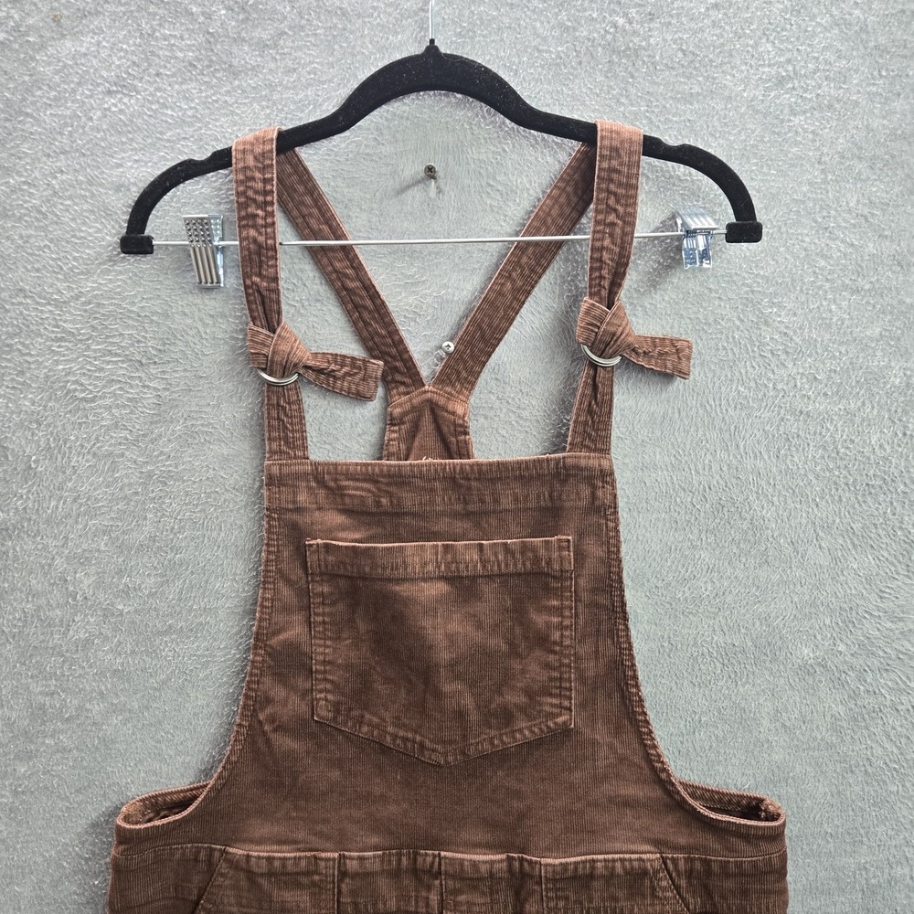 Aerie Women Pants M Brown Barrel Overalls Corduroy Utility Button 26" Inseam - Picture 6 of 11